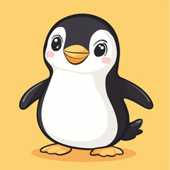 Obraz premium Cheerful Cartoon Penguin with Wide Eyes and Rosy Cheeks Standing Upright
