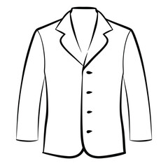 Fototapeta premium Hand drawn jacket outline on white background. Clothing costumes, Education and school kids coloring page