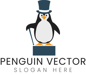 Elegant Penguin Vector Logo Design Illustration   
