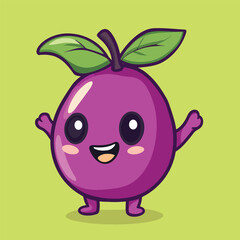 Fototapeta premium Cheerful Cartoon Plum with WideOpen Smile