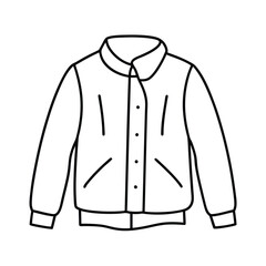 Hand drawn jacket outline on white background. Clothing costumes, Education and school kids coloring page