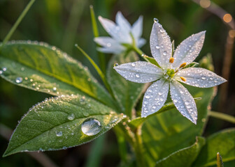 Starflower Dew Drops: Trientalis Europaea Close-Up
