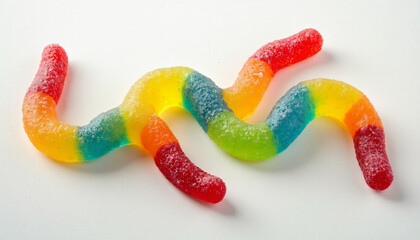 Rainbow Gummy Worm on White Background
