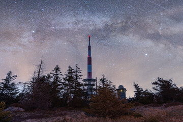 Observatory under the Milky Way Galaxy at Night