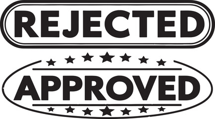 Contrasting Stamps: "Rejected" and "Approved": A graphic illustration presents stark contrasts of the words "Rejected" and "Approved", each framed within a stylized oval stamp.