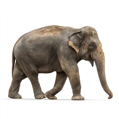 Obraz premium Isolated asian elephant walking side view wildlife animal mammal trunk tusks gray skin nature zoo safari
