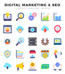 DIGITAL MARKETING & SEO icon pack for your website. mobile. presentation. and logo design.