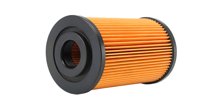 Automotive oil filter replacement part for vehicle maintenance on transparent background