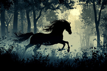 Silhouette Centaur Galloping Through The
