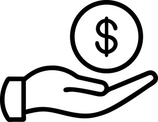 donation vector outline icon on white or transparent background	