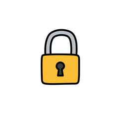 Yellow padlock illustration on a white background  