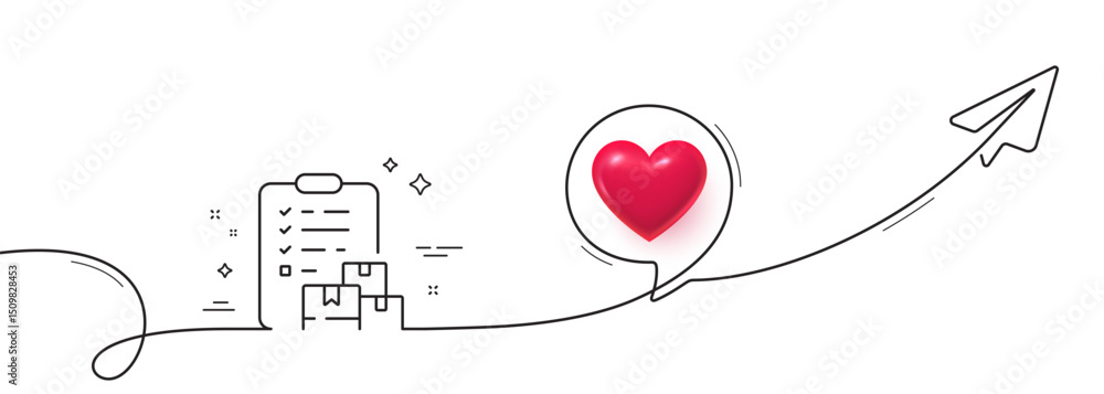 Poster delivery report line icon. continuous line with share plane. parcel documents sign. express service 