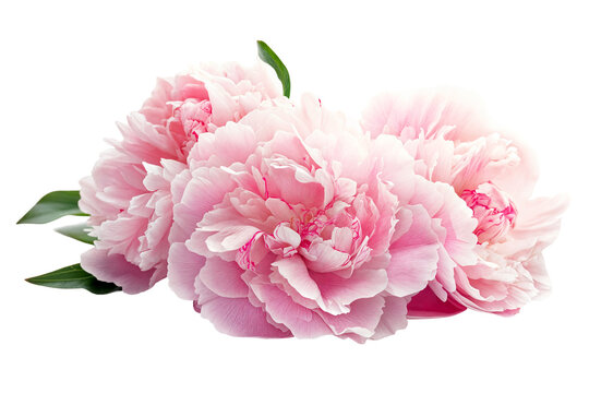 Close-up of pink peony flowers isolated on transparent background