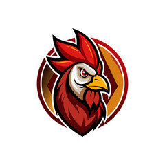 Aggressive Rooster / Chicken Head Mascot Logo