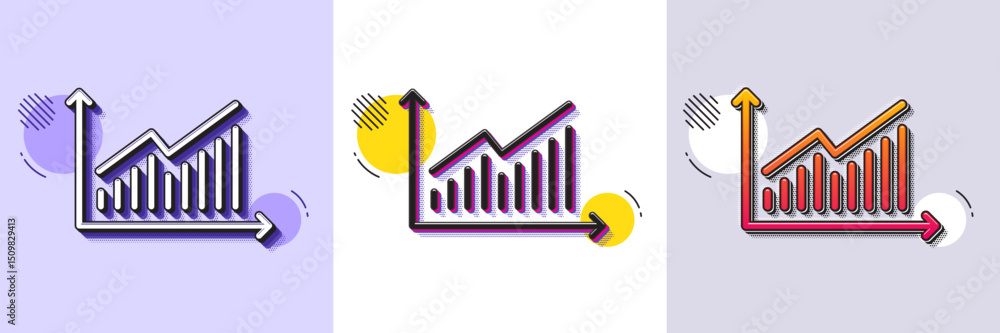 Poster chart line icon. halftone dotted pattern. gradient icon with grain shadow. report graph or sales gro