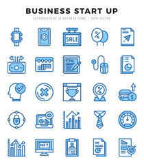 Business Start Up Icons Pack Two Color Style. Vector illustration.