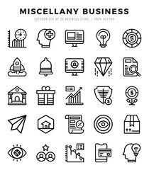 Miscellany Business Icons Pack Lineal Style. Vector illustration.