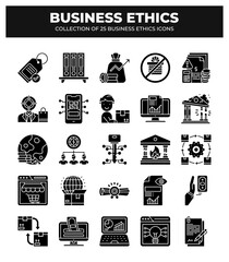 Collection of 25 Business Ethics Icons: A Guide to Ethical Business Practices