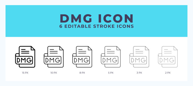 Dmg file icon with different stroke. Vector illustration.