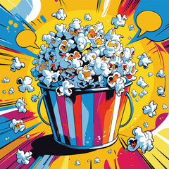 comic style popcorn illustration for graphic design