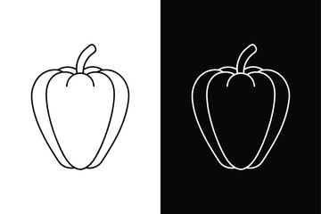 Minimal Paprika Icon. Simple Line Art Vegetable for Culinary Themes