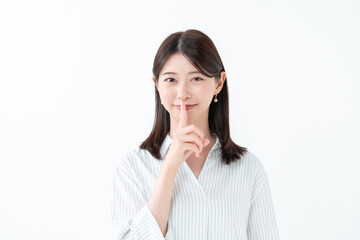 秘密　内緒　女性　白バック