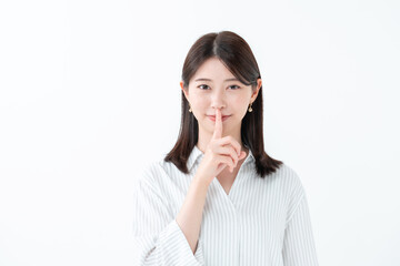 秘密　内緒　女性　白バック