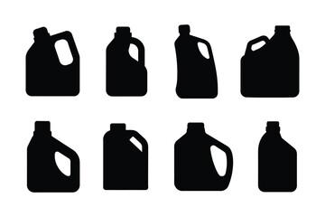 Oil Bottle Silhouette Vector Set | Isolated Black SVG Graphic for Apparel & Printable Use