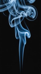 Abstract Blue Smoke Swirls on Black Background