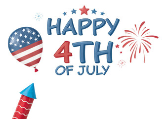 Obraz premium Happy 4th of July 2025 Celebration with Balloons and Fireworks