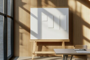 A white board with three pieces of paper on it