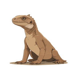 Obraz premium Komodo Dragon Sitting with Tongue Out - Illustrated Wildlife