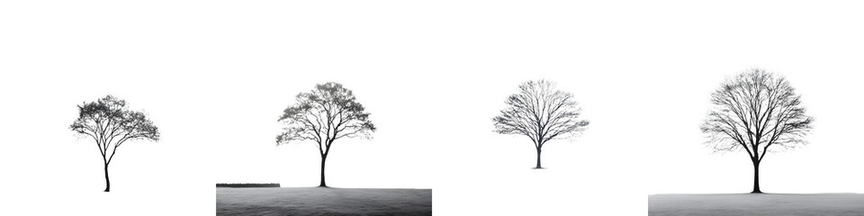 Beautiful silhouette tree designs showcased in varying styles, highlighting organic shapes, nature's elegance, and seasonal transitions, perfect for art, decor, and educational illustrations