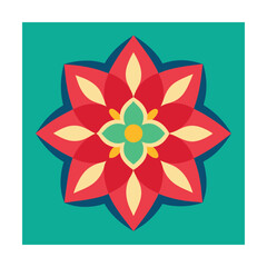 Colorful geometric floral design on teal background perfect for modern graphic design elements