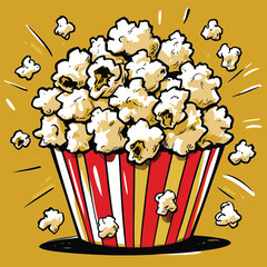comic style popcorn illustration for graphic design