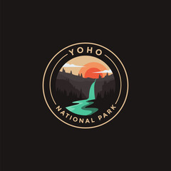 Yoho National Park vector logo theme on dark background