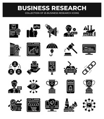 Collection of Business Research Icons: Strategy. Marketing. and Data Analysis