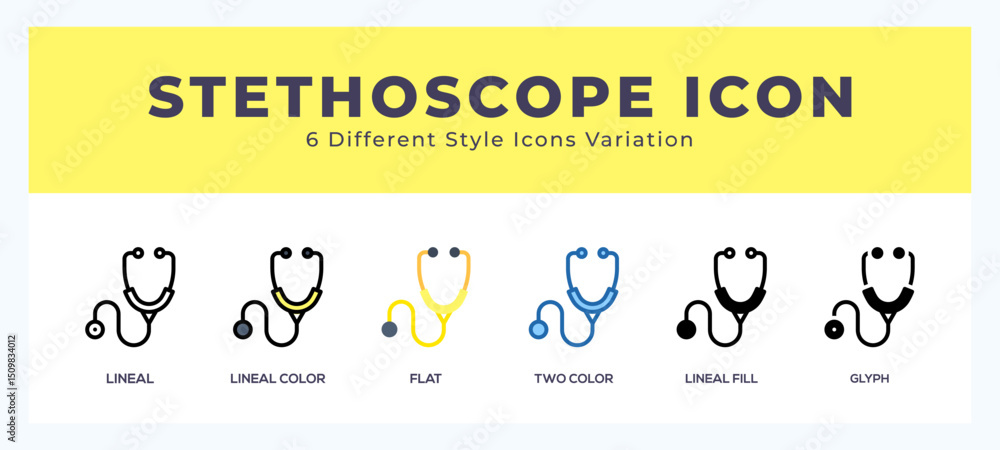 Poster stethoscope icon set with different styles. design elements for logo. vector illustration.
