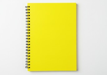 Yellow notebook isolated on transparent background with spiral binding