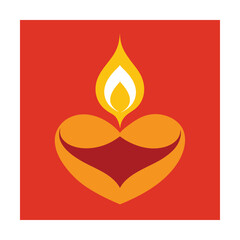 Heart shaped diya lamp illustration symbolizing light and festive celebrations