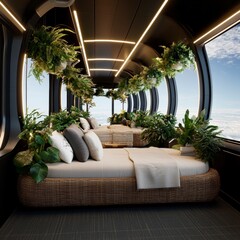 Luxury Air Travel Futuristic Relaxation Pods with Panoramic Views