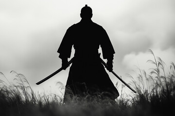 Silhouette Man With Two Swords