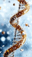 Abstract DNA Double Helix  A 3D Render of Genetic Code in Water