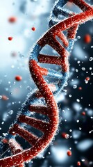 Stunning 3D Render of DNA Double Helix Structure with Water Droplets