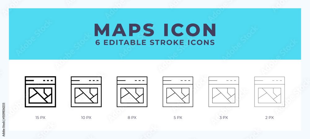 Poster maps line icon for websites and apps. vector illustration with editable stroke.