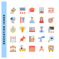 25 Education Flat icon pack. vector illustration.