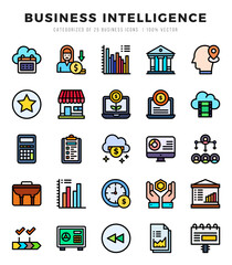 Business Intelligence Lineal Color icons. Vector Lineal Color illustration.