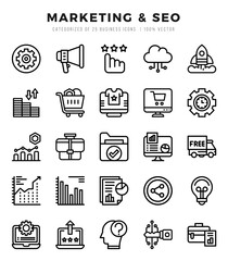 Marketing & SEO Icons bundle. Lineal style Icons. Vector illustration.
