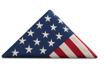 Us flag precisely folded in triangular military presentation, representing national pride and commemorative military honor