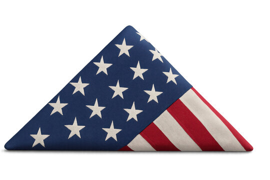 Us flag precisely folded in triangular military presentation, representing national pride and commemorative military honor